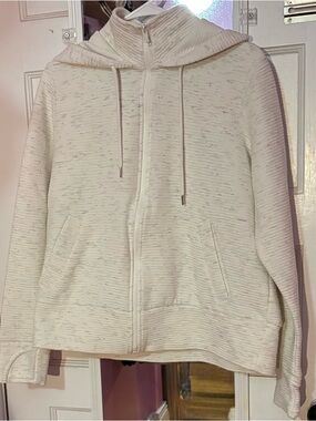 Active Life Cream Zip Hoodie with Drawstrings